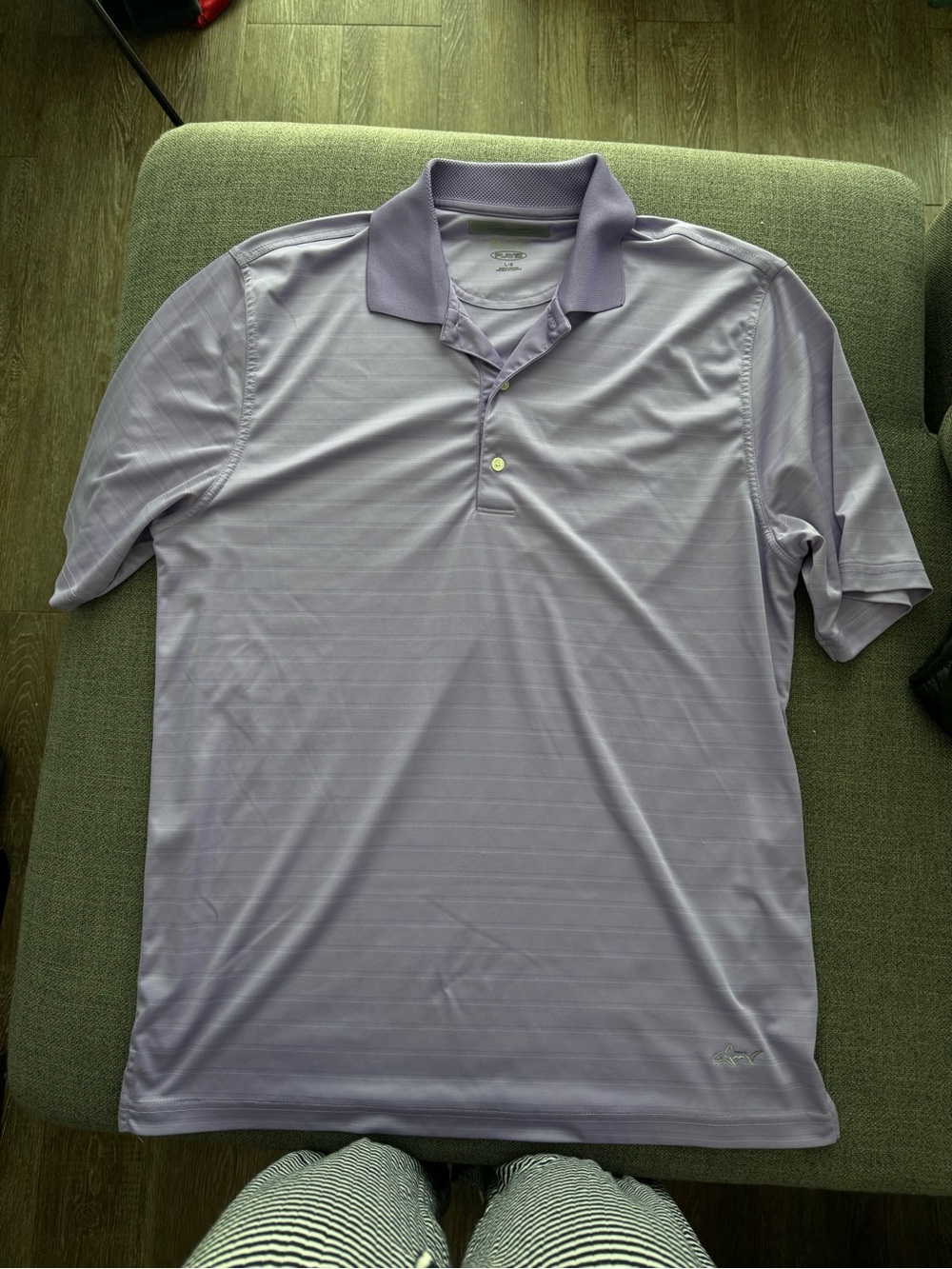 Greg Norman Collection Lavender Polo with Subtle Stripe